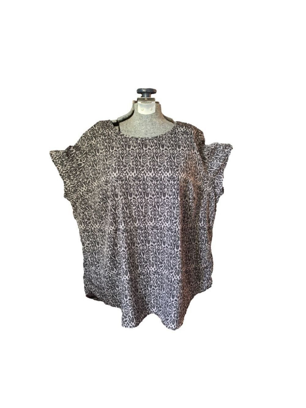 Women's Sears Grey Black Patterned Blouse Plus Size 1X